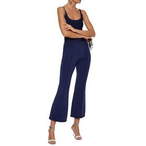 HERVÉ LÉGER Cropped flared bandage jumpsuit navy size small